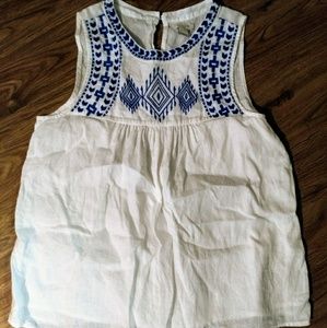JCrew Embroidered Tank, Size 2, EUC!